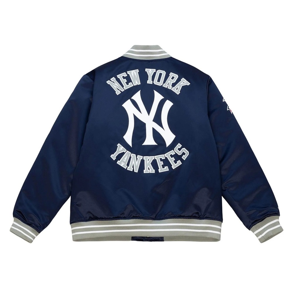 NEW YORK YANKEES  MLB HEAVY WEIGHT   SATIN JACKET MENS MITCHELL & NESS NAVY XL